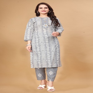 Oferta de venta de exportación en conjunto de pantalón Kurti de algodón Mejor oferta Mejor precio de venta Venta de diseño múltiple de la India a toda la oferta mundial - Product Image 1