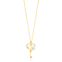 Clé Coeur Forme Fleur Conception Été 925 Bijoux En Argent Sterling À La Main Charme Collier Bijoux