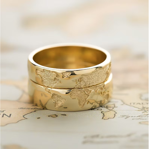 Anillos de Boda de Joyería Fina para Él y para Ella con Diseño de Mapa del Mundo para Tu Día Especial - Product Image 6