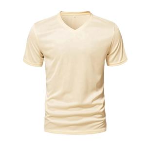 Camiseta de cuello en V de alta calidad para hombre 2026, camiseta lisa de corte ajustado, camiseta con cuello en V personalizada, camisetas transpirables en blanco más vendidas - Product Image 3