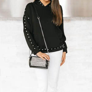 Sudadera con Capucha para Mujer, Forrada de Punto, con Cristales y Logotipo Frontal, Diseño Personalizado con Pedrería, Tejido Cómodo - Product Image 1