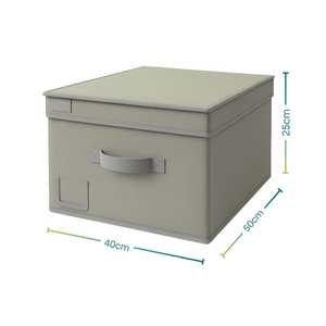 Scatola portaoggetti grigio 50x40x25cm portaoggetti con coperchio e manico salvaspazio per abiti per uso domestico - Product Image 2
