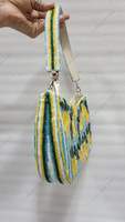 Tas Selempang Motif Lemon Berhias Manik-Manik Buatan Tangan India, Clutch Mewah Buatan Tangan, Dompet Wanita untuk Pesta Malam Musim Panas, Kapasitas Besar