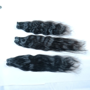 Raw doble trama virgen ondulado indio templo máquina extensiones de cabello humano cutícula alineada onda natural color en negro - Product Image 1