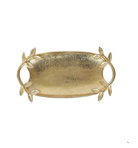 Handmade Aluminium <b>Decorative</b> <b>Tray</b> Modern Style With Plated Handle Serving <b>Tray</b> for Hotel & Parties. - Product Image 5
