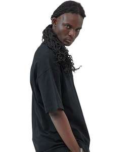 250G Heavy Washed 100% Cotton Casual Breathable Regular Fit T-<b>Shirt</b> <b>Collarless</b> Luxury Regular Sleeve for Men Plus Size Solid - Product Image 5