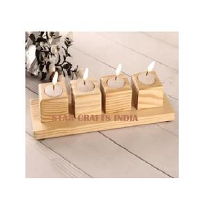 Bougeoir à cylindre en bois épais de meilleur créateur pour Noël Décor européen américain pour mariage Maison Table à manger carrée - Product Image 6