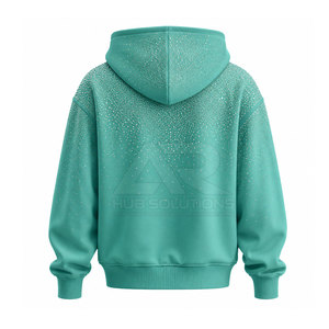 Solid Color Winter Heavyweight <b>Rhinestone</b> <b>Hoodie</b> for Men Made High Quality Polyester/Cotton Material Custom Size Outdoor Use - Product Image 2