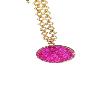 Pink Druzy Pendant Natural Fashion Charms Accesorio elegante y elegante - Product Image 1
