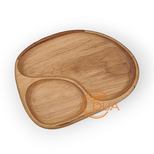 ถาดเสิร์ฟขนมไม้สองช่องทำด้วยมือถาดเสิร์ฟขนมไม้สีอ่อน - Product Image 3