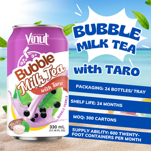 Vente chaude VINUT Bubble Milk Tea 330ml Can Taro Trending-OEM ODM Personnalisable À Faible quantité minimale de commande Non OGM HALAL ISO Échantillon Gratuit - Product Image 3