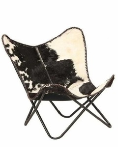 Chaise Butter Fly Salon Jardin chaise en cuir vintage Cuir de vachette Cheveux Sur chaise papillon - Product Image 6
