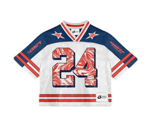 Bordado personalizado Streetwear Jersey Diseño de malla Logotipo colorido Imprimir Fútbol americano Jersey Uniforme - Product Image 5