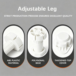 Divano PP ABS cucina piedi supporto in gomma mobile letto gambe piedini Base regolabile in plastica moderno bianco - Product Image 3