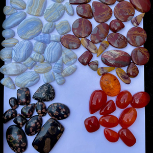 Wholesale Lot of 4 Mixed Stone Mineral Gemstone Cabochons Loose Jewelry Making Gems in Various Shapes and Sizes by Weight - Product Image 1