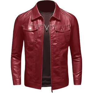Longue veste en cuir de mouton de style bombardier pour hommes Double boutonnage en cuir véritable printemps avant coupe-vent imperméable personnalisé OEM - Product Image 1