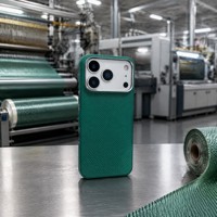 Funda de Teléfono Tejida con Fibra de Aramida para iPhone 17 Pro Max, Cubierta Magnética con Disipación de Calor, Verde Lago