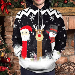 Sudadera con Capucha Navideña para Hombre, Estilo Urbano, Algodón/Poliéster, Color Sólido, Diseño con Cremallera, Transpirable, Secado Rápido, Mejor Precio al por Mayor - Product Image 4