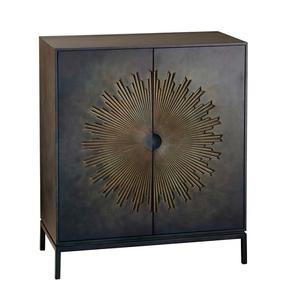 Armoire de rangement moderne en bois de manguier et en fer CNC pour chambre à coucher, atelier, cuisine, salon - Couleur brun foncé - Product Image 1