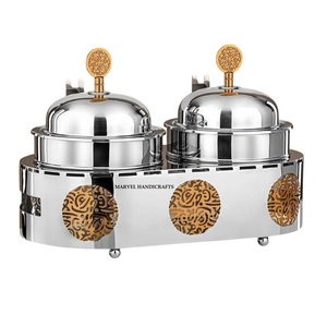 Ramadán 2026, plato para frotar, guisos para servir, calentador de alimentos de acero inoxidable de metal, guisos para servir, juegos de utensilios de cocina, vajilla - Product Image 1