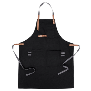 Delantal de barbero de mezclilla de alta calidad, delantal de salón personalizado con correa de cuero genuino - Product Image 1