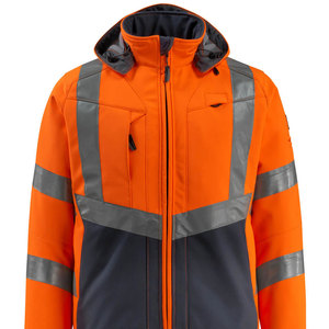 Chaqueta DE TRABAJO Softshell larga de invierno para hombre con capucha y cierre de cremallera estilo callejero decoración bordada servicio OEM - Product Image 6
