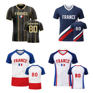 T-shirt de football OEM France pour homme, tricolore, avec nom et numéro personnalisés, manches courtes, maillot de supporter sportif - Product Image 6