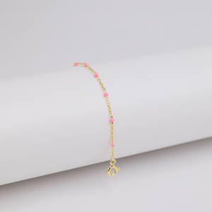 Pulsera de Cadena con Diseño de Esmalte en Color Rosa Claro, Joyería de Plata de Ley 925 Hecha a Mano en Turquía, Venta al Por Mayor - Product Image 6