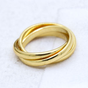 Nuevo anillo de triple banda 925 plata esterlina sólida chapado en oro anillo de banda Unisex regalos de joyería para mujeres a precio al por mayor - Product Image 6