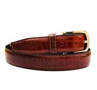 Ceinture en cuir vintage verte artisanale pour homme, avec boucle à ardillon, texture crocodile, en acier durable, haute résistance, robuste et longue.