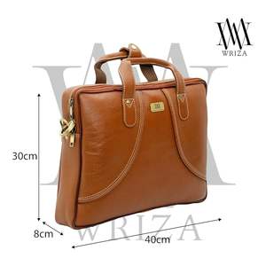 Sac pour ordinateur portable en cuir véritable WRIZA, unisexe, protection RFID, résistant à l'eau, durable, grande capacité, sac de bureau, bretelles réglables - Product Image 3