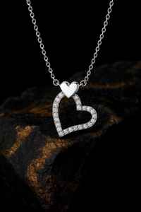 Collier élégant en argent sterling 925 plaqué or 14 carats avec pendentif double cœur pavé de diamants CZ, collier d'amour chrétien romantique pour la Saint-Valentin - Product Image 5