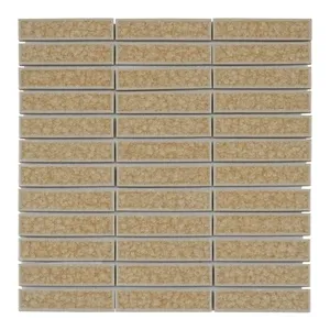 Azulejo de mosaico de vidrio craquelado Beige crema patrón apilado Pared de cocina Backsplash - Product Image 1