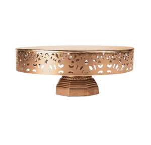 Soporte de pastel Chapado en aluminio de tamaño mediano con base de pie Soporte de pastel de acabado dorado de un solo nivel Soporte de metal - Product Image 1
