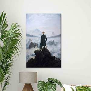 ภาพพิมพ์บนผ้าใบ Wanderer Above Sea of Fog, ภาพตกแต่งผนังชื่อดังของคาสปาร์ เดวิด, ภาพพิมพ์แบบห่อหุ้มสำหรับตกแต่งแกลเลอรี - Product Image 1