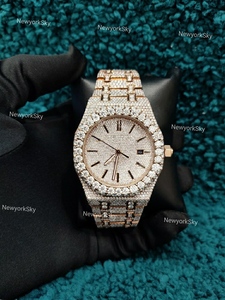 Reloj de pulsera hecho a mano de 41mm para hombre, movimiento automático personalizable, reloj mecánico VVS Clarity Moissanite Diamond - Product Image 2