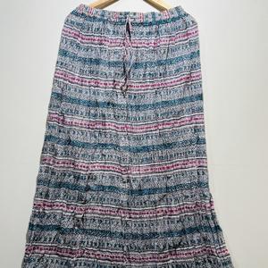 Jupe d'été pour femme 100 % coton pur, élégante et décontractée, en tissu imprimé floral fait main, confortable, naturelle et respirante - Product Image 4