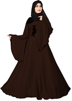 Abaya negra larga hasta el suelo para mujer con bordado, cuello alto, manga larga, vestido islámico modesto para la oración, estilo de Oriente Medio.