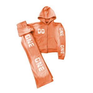 100% coton fermeture éclair vers le haut personnalisé possédez votre impression lavage à l'acide pull à capuche pantalon de survêtement ensemble hommes survêtement vêtements de plein air OEM - Product Image 5