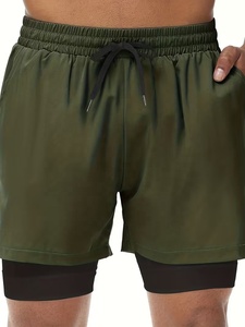 Shorts de course athlétiques personnalisés pour hommes, vert olive, séchage rapide, avec cordon de serrage à la taille et poches pour une tenue active - Product Image 4