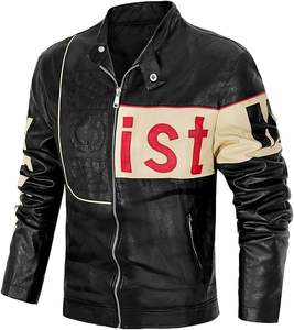 Veste de moto en cuir PU pour hommes Vêtements de moto d'hiver Manteau chaud à la mode - Product Image 4