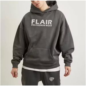 เสื้อฮู้ดสวมหัวโอเวอร์ไซส์สำหรับผู้ชาย, เสื้อฮู้ดสวมหัวขนาดใหญ่ดีไซน์ไหล่ตกน้ำหนักสูงสำหรับเทคนิคการพิมพ์พัฟ - Product Image 3