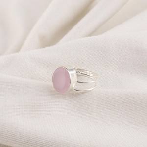 Bague en argent sterling 925 avec chalcédoine rose taille ovale, certifiée IGI, spirale faite à la main, pierre précieuse de 1,40 carat, cadeau pour femme - Product Image 4