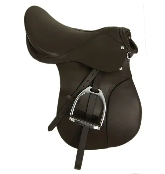 Horse Riding Saddle Set 17.5" Real Leather Brown 18cm Stirrups Security Balance Horse Saddle