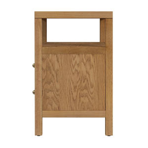 Table de chevet en bois de teck durable et très solide avec étagère de rangement à tiroir ouvert - Product Image 3