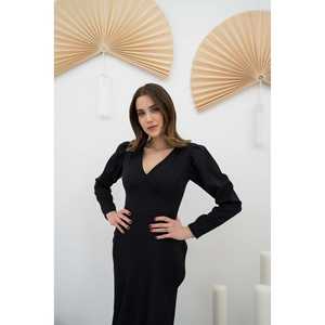 Vestido de satén al por mayor con cintura negra con volantes y silueta natural - Product Image 2