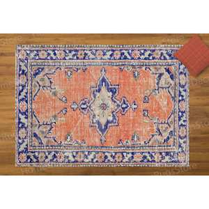 Antique Decor Printed <b>Rug</b>: Turkish Medallion Design for Home Decor,With Pile Soft <b>Rug</b> - Product Image 2