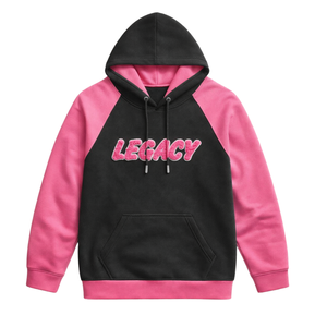 Sudadera con Capucha Negra de Manga Raglán, Ropa de Hermandad Griega, Sudadera Rosa y Verde para Mujer, Estilo Casual y Elegante para Hermandad Universitaria - Product Image 3