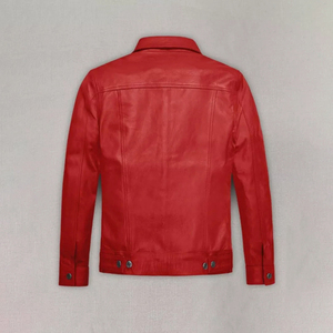 Veste rouge en cuir d'agneau véritable pour homme, manteau bombardier en cuir sur mesure, vestes de marque brodées personnalisées de haute qualité - Product Image 6