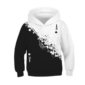 Noir blanc bouffée imprimé plaine teint polaire hommes hiver sweats à capuche sweat décontracté à manches longues pull - Product Image 4